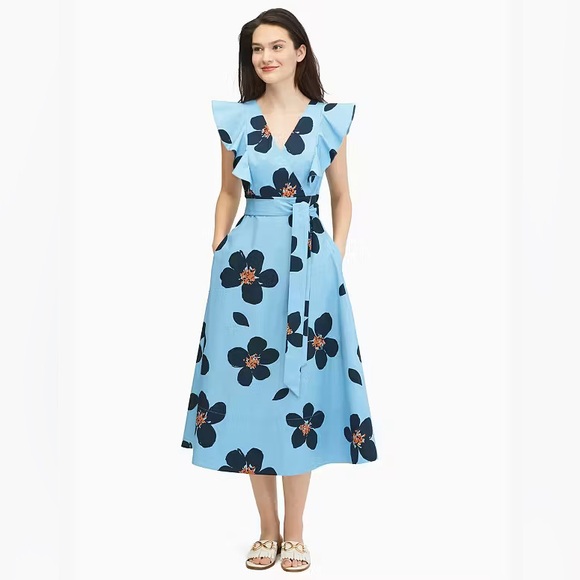 kate spade Dresses & Skirts - KATE SPADE Grand Flora Poplin Midi Dress - Blue Heron - OUMU1251 - Sz 0